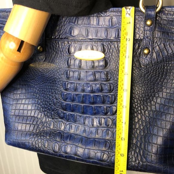 BRAHMIN Blue Crocodile Leather Top Zipper Closure Shoulder Bag - Picture 13 of 17